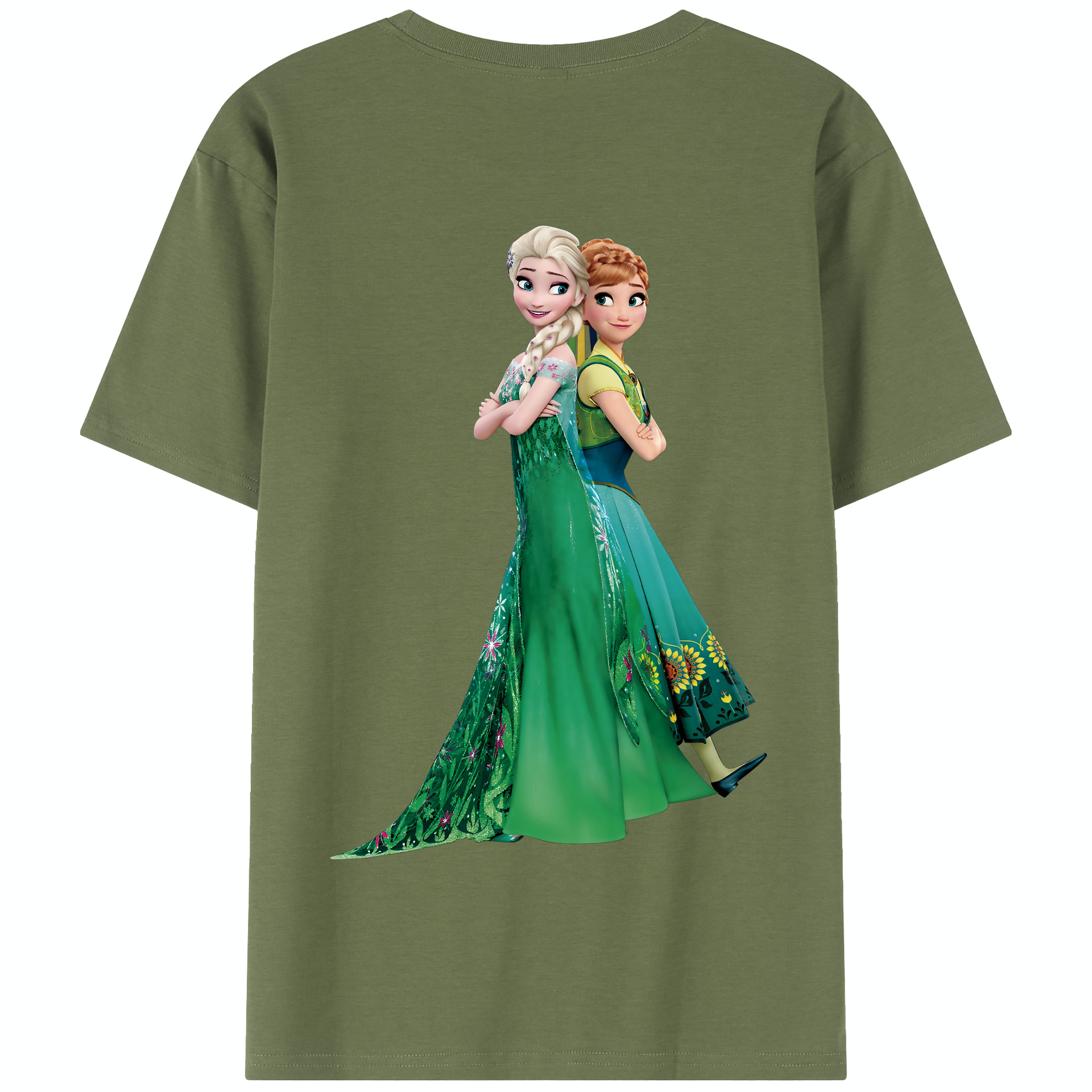 （画像用） アナと雪の女王 アンナ エルサ Frozen Anna Elsa 綿100％半袖Tシャツ（背面プリント）
